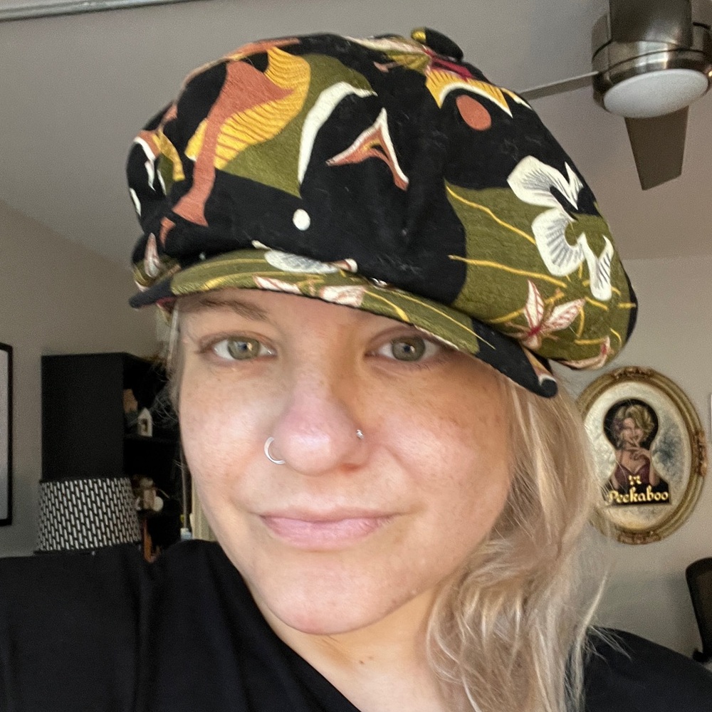 Goorin Bros Sample- Unisex 8 panel Floral Black and Green cap